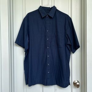 Men’s Vintage Blue Short Sleeve Button Down Shirt